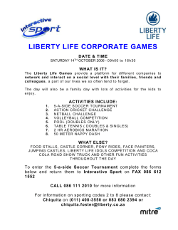 Liberty Life Team Entry Form
