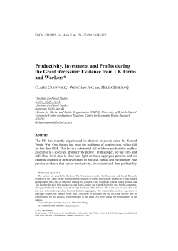 Productivity, Investment and Profits during the Great Recession