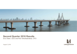 LafargeHolcim Second Quarter 2016 Results Analyst Presentation