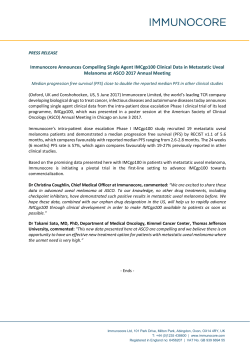 Immunocore Announces Compelling Single Agent IMCgp100