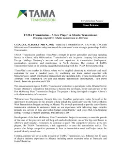 TAMA Transmission &ndash; A New Player in Alberta Transmission News