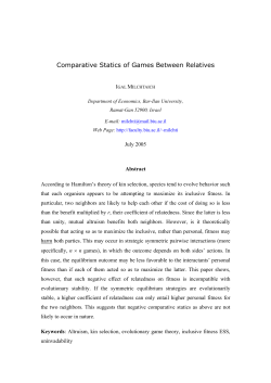 Comparative Statics of Games Between Relatives