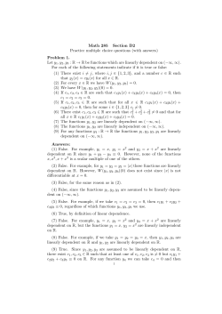 Math 285 Section D2 Practice multiple choice