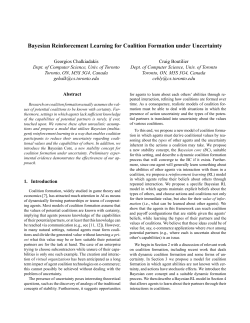 Bayesian Reinforcement Learning for Coalition Formation under