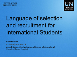 Language of selection and Recruitment Autumn 2015