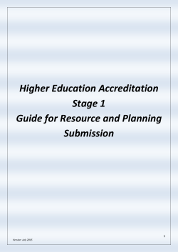 Higher Education Accreditation Stage 1 Guide for Resource and