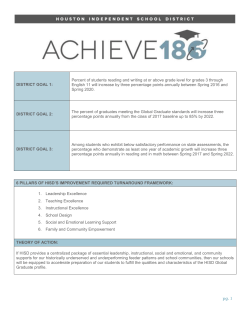 DISTRICT GOAL 1: Percent of students reading and writing at or