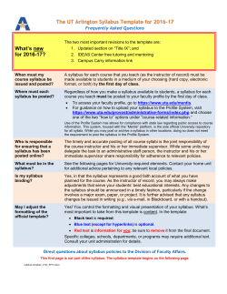 Syllabus Template for 2016-17 - The University of Texas at Arlington