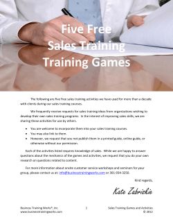 Five Free Sales Training Games and Activities