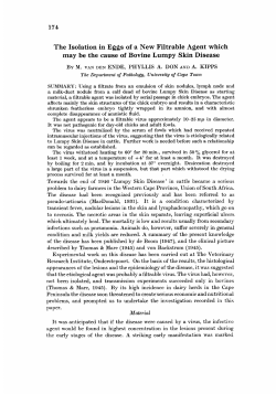 The Isolation in Eggs of a New Filtrable Agent which may be the