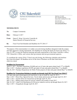 Year End Deadlines 2017 Memo