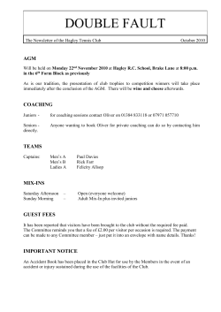 Newsletter Draft - Hagley Lawn Tennis Club