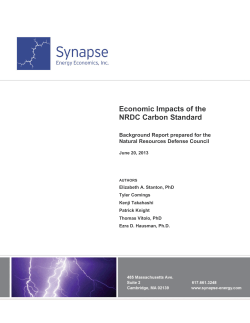 Economic Impacts of the NRDC Carbon Standard