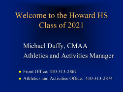Parent Orientation - Howard High School