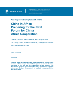 China in Africa &ndash; Preparing for the Next Forum for