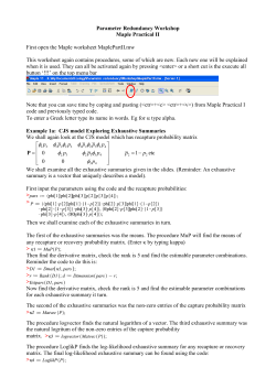 Parameter Redundancy Workshop