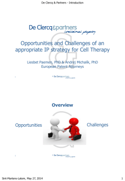 Opportunities and Challenges of an appropriate IP strategy for Cell