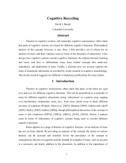 The Reuse of Dynamical Systems in Cognitive - Philsci