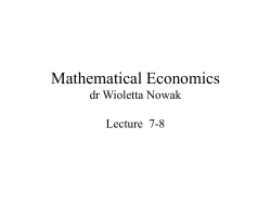 Mathematical Economics dr Wioletta Nowak