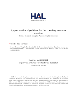 Approximation algorithms for the traveling salesman problem
