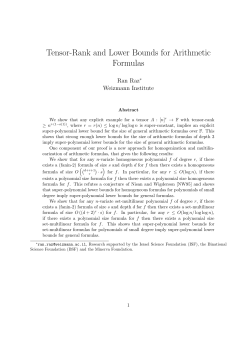 Tensor-Rank and Lower Bounds for Arithmetic Formulas