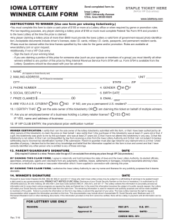 IOWA LOTTERY WINNER CLAIM FORM
