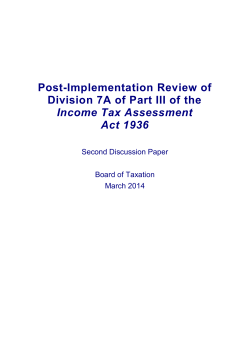 Post-Implementation Review Division 7A Of Part