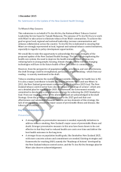 Re: Submission on the Update of the New Zealand Health Strategy