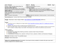 Unit: 2 Renzoni Week 11 Monday 10/24/16 Day 1 Domain: Number