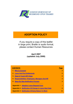 ADOPTION POLICY If you require a copy of this leaflet in large print