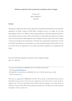 Informal competition, firms` productivity and policy reforms in Egypt