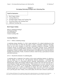 Chapter 2 - Developing Marketing Strategies and a Marketing Plan