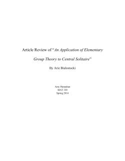 An Application of Elementary Group Theory to Central Solitaire