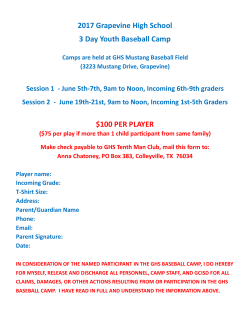 2017 Grapevine High School 3 Day Youth Baseball Camp $100