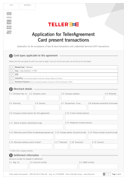 Application for TellerAgreement Card present transactions
