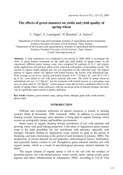 The effects of green manures on yields and yield quality of spring