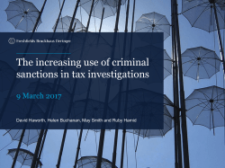The increasing use of criminal sanctions in tax investigations