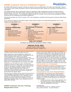 AWWA Customer Service Certificate Program NC AWWA