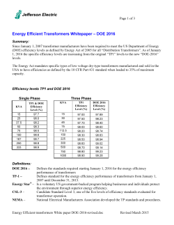 Energy Efficient Transformers Whitepaper &ndash; DOE 2016