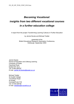 Becoming Vocational - Graduate School of Education