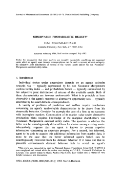 OBSERVABLE PROBABILISTIC BELIEFS* H.M. POLEMARCHAKIS
