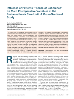 Influence of Patients` Sense of Coherence on Main Postoperative