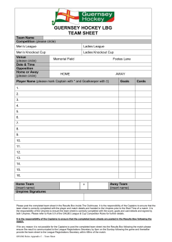 Team Sheet - Guernsey Hockey