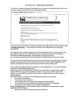 NICO DIRECT BILL &ndash; AGENTS BINDING PROCEDURE 1st Time