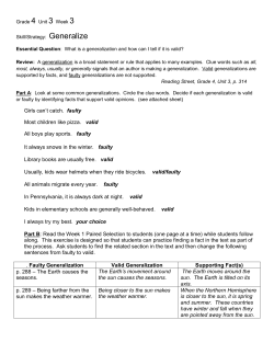 Grade 4 Unit 3 Week 3 Skill/Strategy: Generalize Essential Question