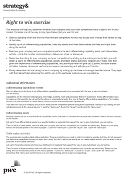 Right to win exercise - Strategy