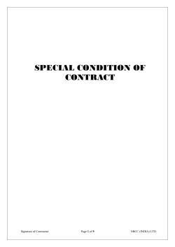 SPECIAL CONDITION OF CONTRACT