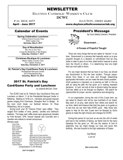 Calendar of Events - Dayton Catholic Women`s Club