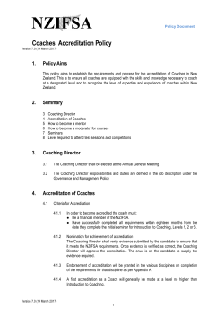 NZIFSA Coaches` Accreditation Policy