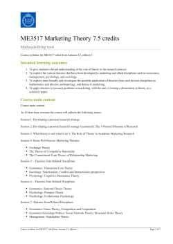 KTH | ME3517 Marketing Theory 7.5 credits